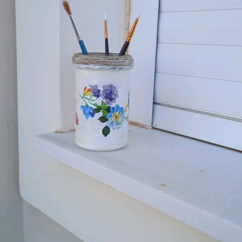Glass multipurpose decorative item new with decoupage