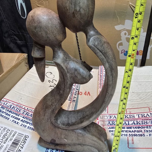 Wooden sculpture 'Loving Couple' handmade decorative art