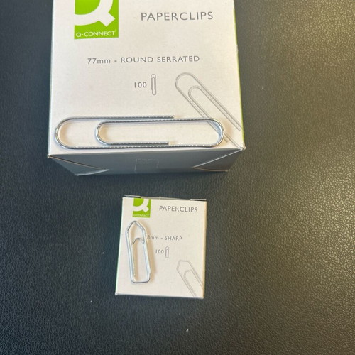 Paper clips new, pack of 100 large and 100 small