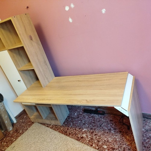 Desk-library used with shelving unit