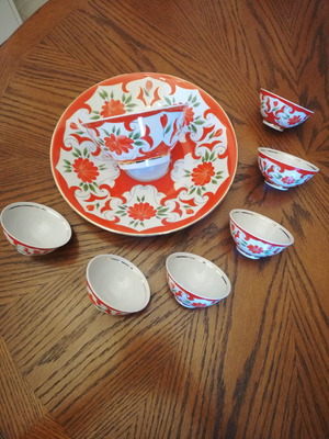 Σετ πορσελάνης ζωγραφισμένο στο χέρι vintage από Ουζμπεκιστάν