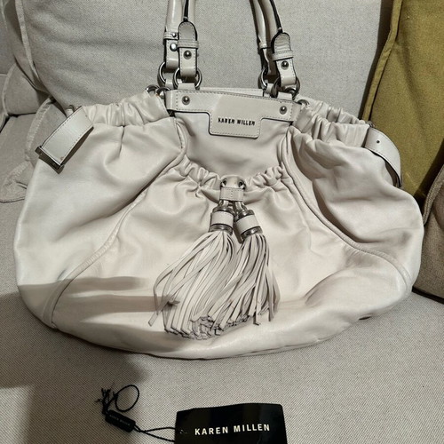 Karen Millen leather crossbody bag like new, beige
