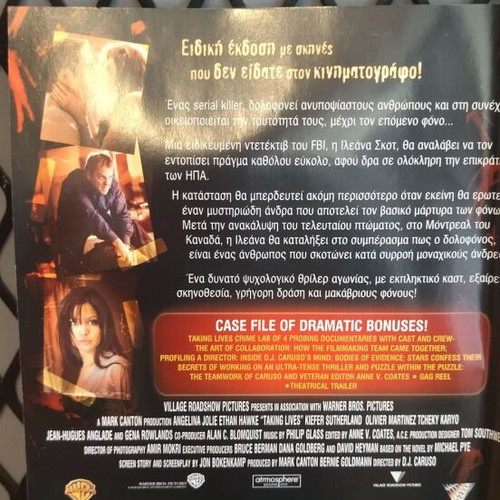 Taking Lives DVD used, crime with subtitles