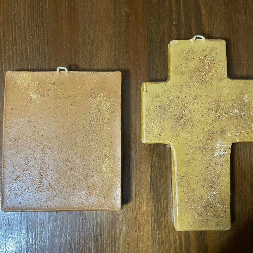 Christian wax images used, set of 2 pieces