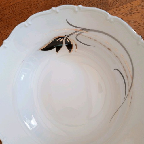 Vintage deep salad bowl porcelain with gold decoration like new