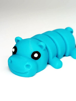 Hippo Keychain new, 3D printed, flexible design