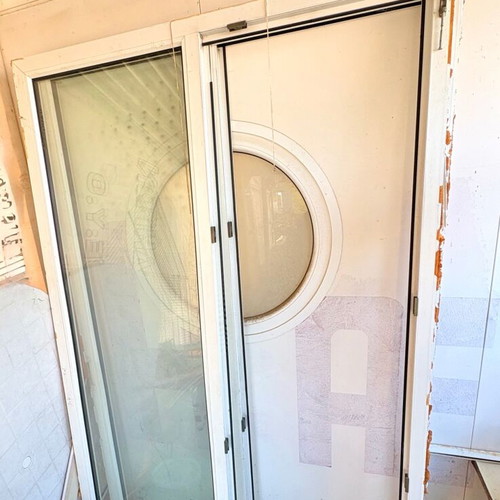 PVC balcony door single leaf with fixed panel double glazing