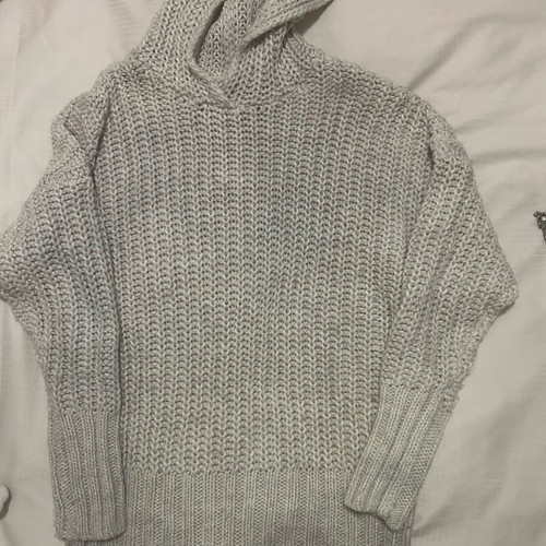 Long sweater with hood gray beige used