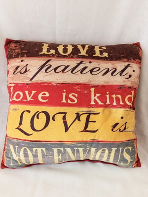 Decorative sofa pillow with love quote, like new