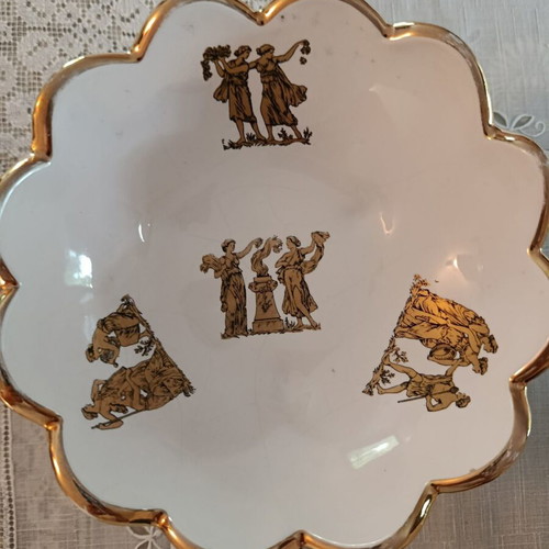 Vintage decorative bowl with gold trim