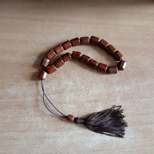Worry beads made of brown obsidian with tassel new