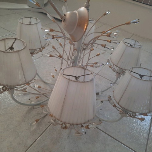Vintage 6-light ceiling lamp with crystals like new