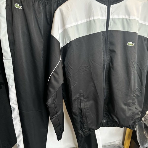 Lacoste waterproof sports suit set, black and white, size S
