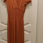 Maxi dress coral with short sleeve and smocked waist like new