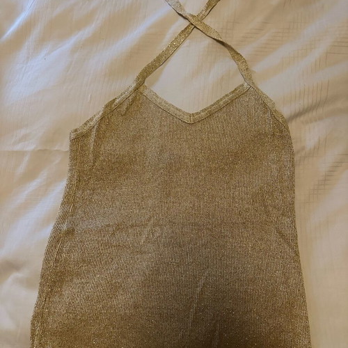 Naf Naf lurex top like new, gold, festive