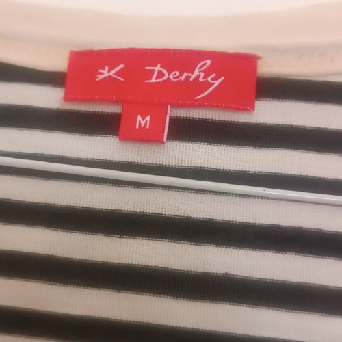 Derhy striped women's top with floral embroidery, size M