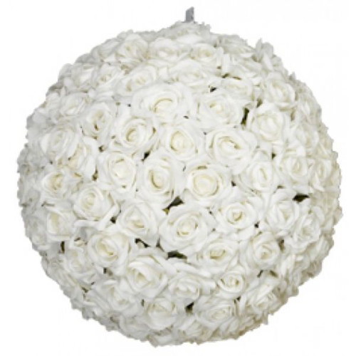 Decorative Ball of White Roses like new