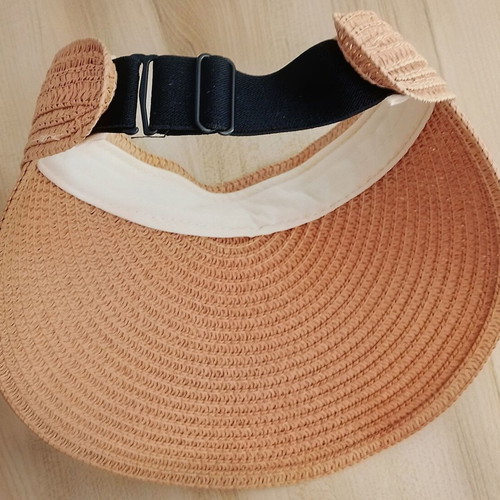 Hat new, imitation straw, light brown, size M