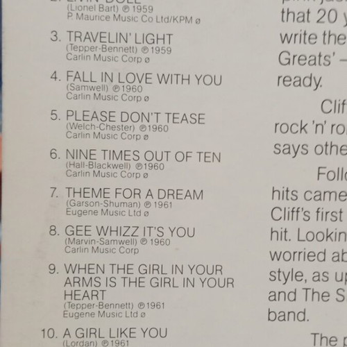 Vinyl 20 Golden Greats Cliff Richard volume one used