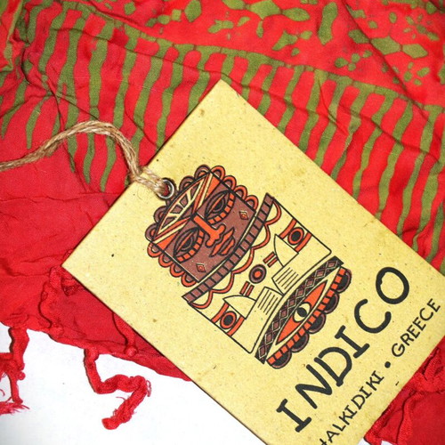 Handmade Batik Silk and Cotton Pareo Scarf SAR107 new, multicolor