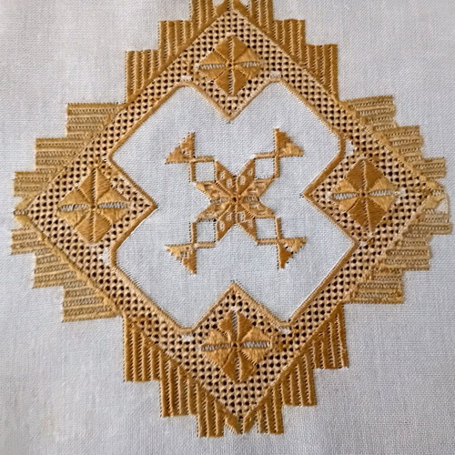 Set of Two Karsanika Lefkadian Handmade Embroideries on Etamine Fabric