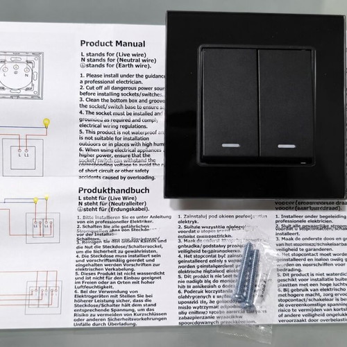 Double Flush-Mount Switch Nefeli Black Glass New