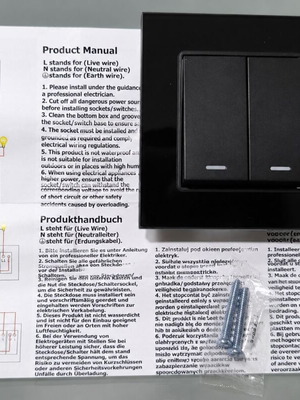 Double Flush-Mount Switch Nefeli Black Glass New