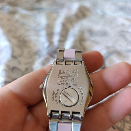 Swatch women's wristwatch pink stainless steel