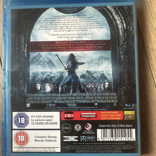 Underworld Rise of the Lycans Blu-Ray used with English subs