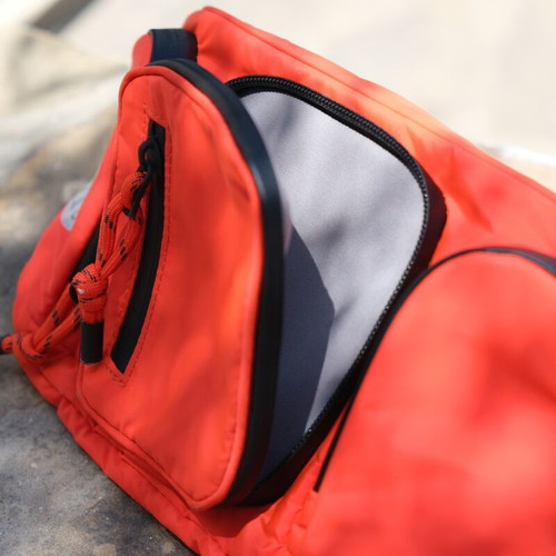 Adidas Stella McCartney large waterproof waist bag, black and orange