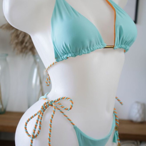 Bikini swimwear set new, blue with orange swirl, size M