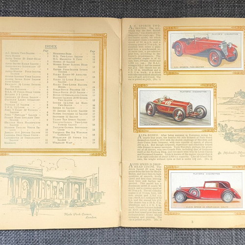 An Album of Motor Cars 1936 used, complete John Player cigarette card album
