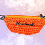 Handmade knitted wallet, orange