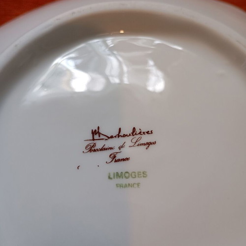 Limoges Deshoulieres porcelain serving plate used, 23 cm