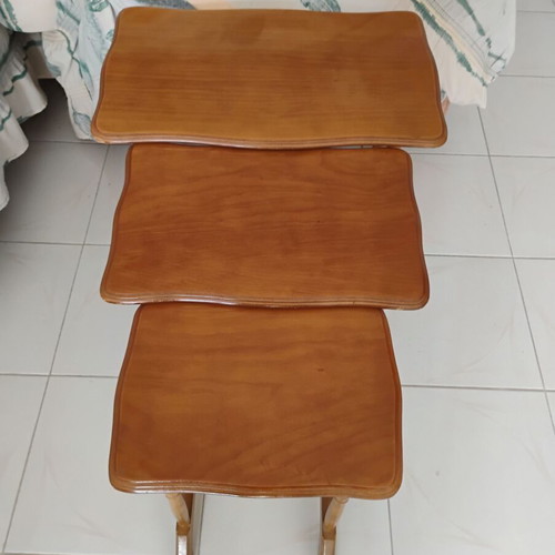 Zigon Nesting Tables used, beech and MDF, set of 3