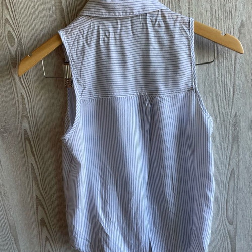 Stradivarius striped summer shirt XS used, white and turquoise