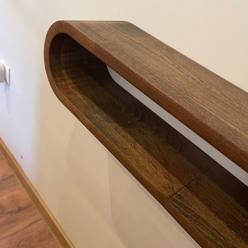 Floating Wall Shelf curved bent design handmade from solid beech wood