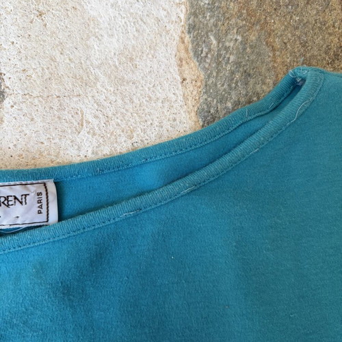 Yves Saint Laurent YSL vintage cotton top like new, teal turquoise