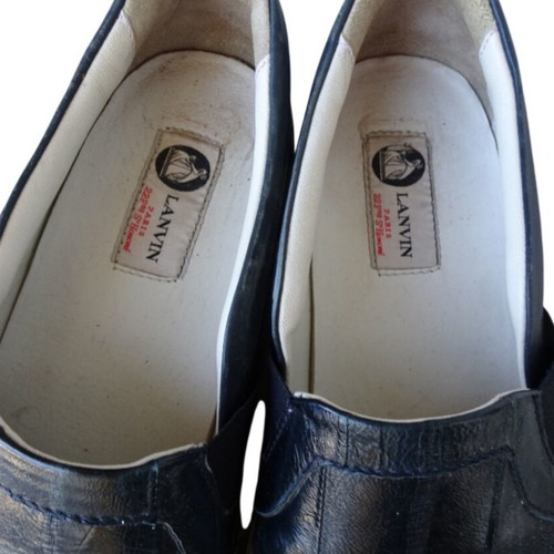 Lanvin leather skate sneakers used, navy, size 40