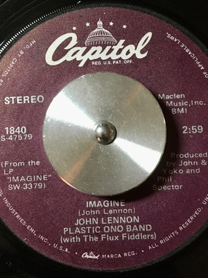 John Lennon Plastic Ono Band With The Flux Fiddlers Imagine Vinyl 7" Single σαν καινούργιο