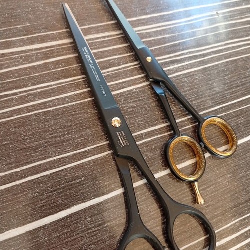 Solingen haircutting scissors, new set of two