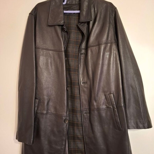 Stanfield leather trench coat like new, size 52, black