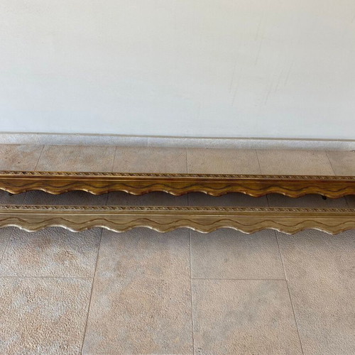 Wooden curtain rods used, set of 2 with double rail