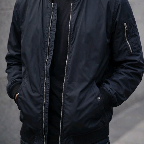 H&M men's black bomber jacket new