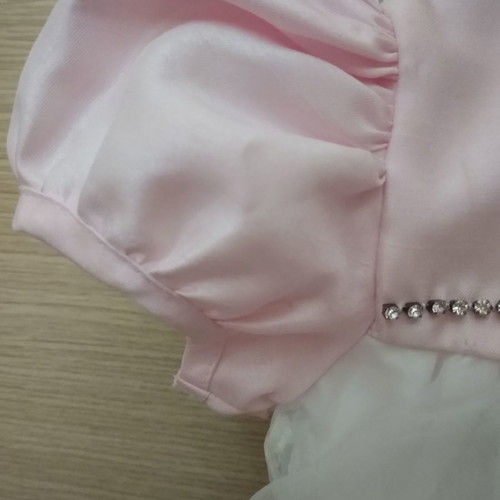 Baptism dress used white-pink with rhinestones for 9 months old
