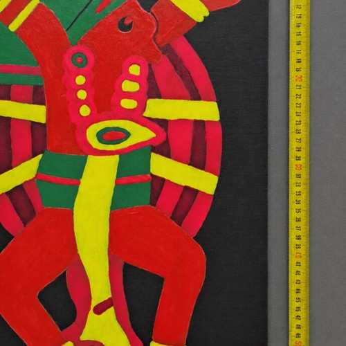Handmade painting on canvas with fluo colors, like new