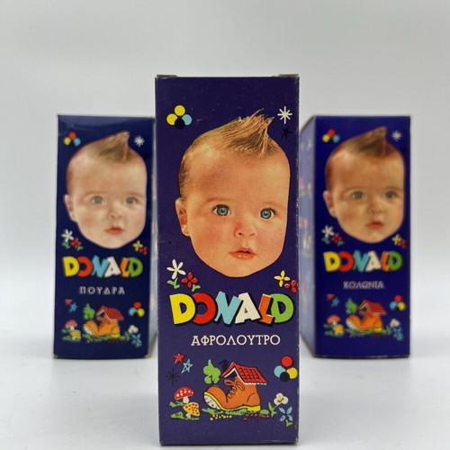 Donald vintage baby care set (cologne, bubble bath, talc) New Old Stock