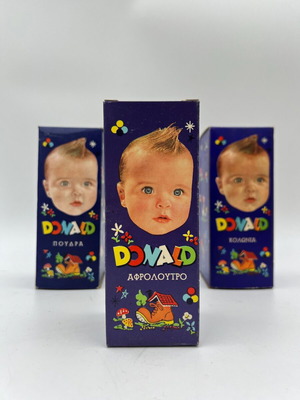 Donald vintage baby care set (cologne, bubble bath, talc) New Old Stock