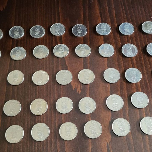 Collectible 500 Drachma coins used, pack of 40, 2000 edition
