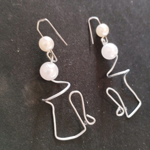 Earrings Kanata with pearls new handmade stainless steel